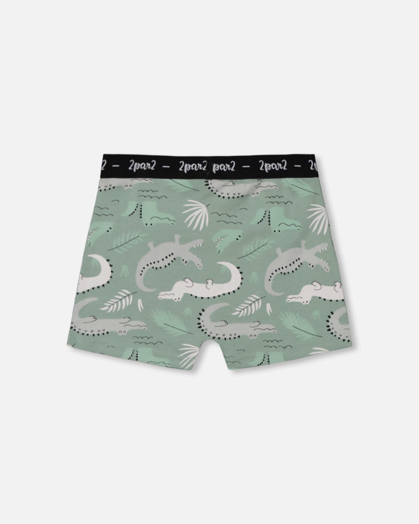Printed Organic Cotton Boxer Shorts Light Sage And Gray Crocodile-1