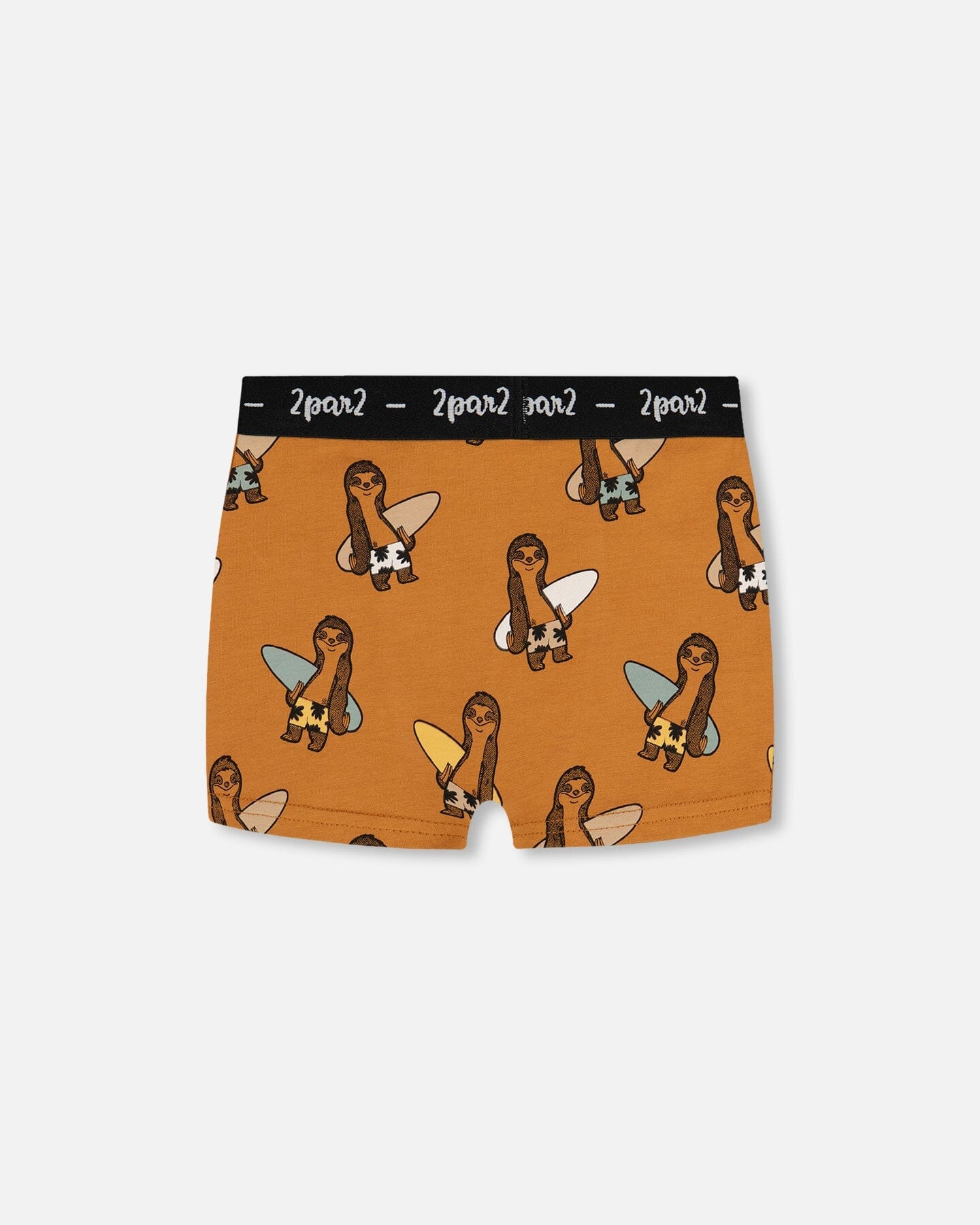 Printed Organic Cotton Boxer Shorts Sloths On Tan Background-1