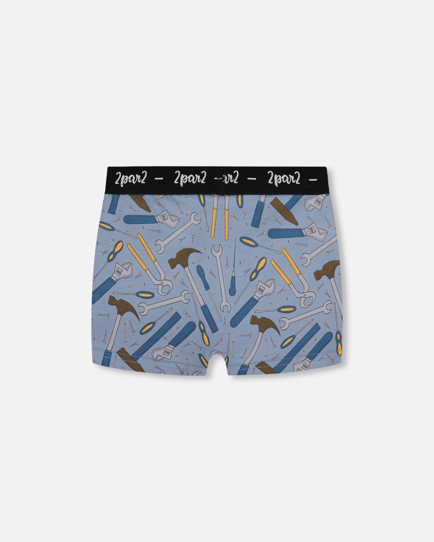 Printed Organic Cotton Boxer Shorts Tools On Bluish Gray Background-1