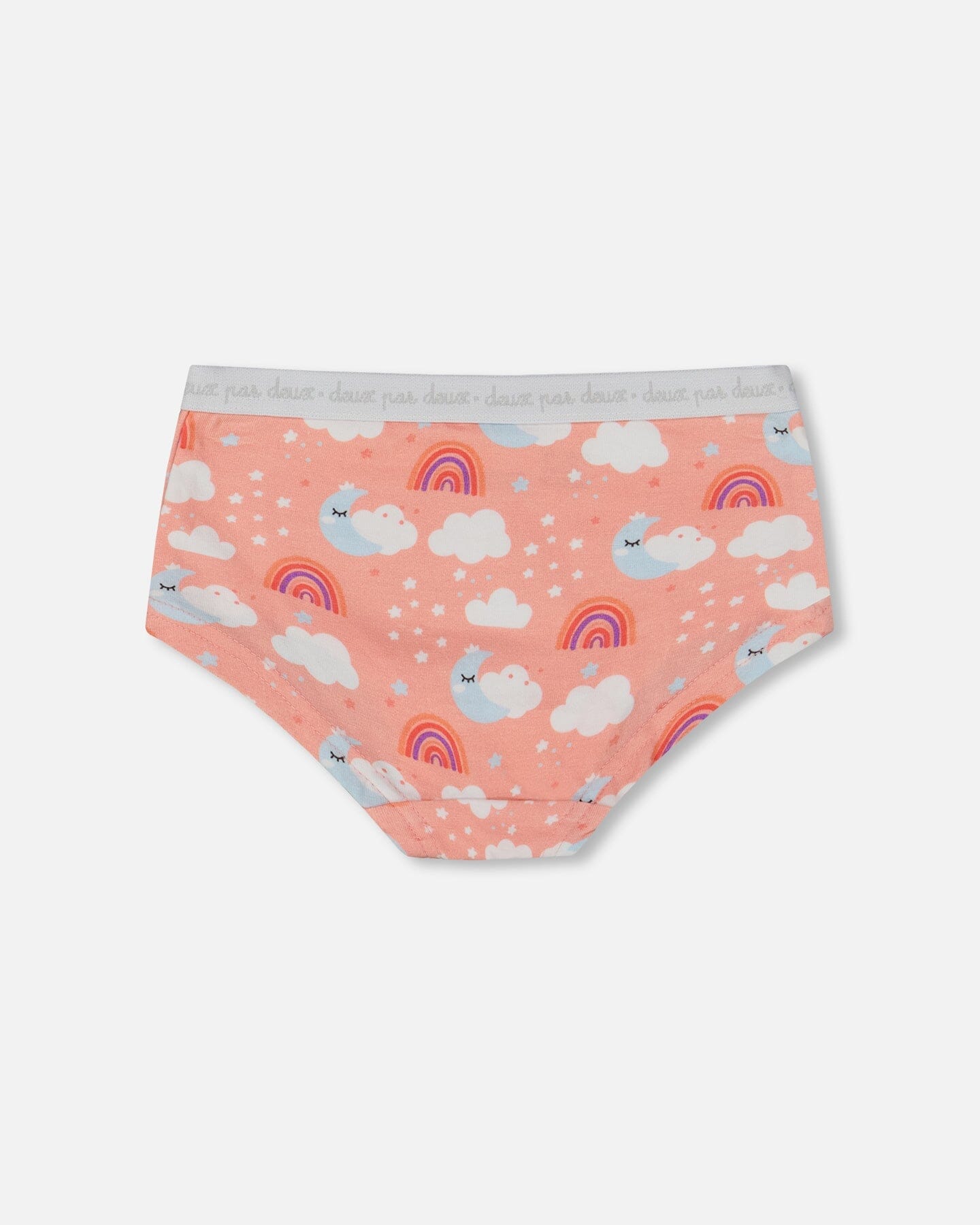 Printed Organic Cotton Boyshort Panty Rainbow On Light Coral-1