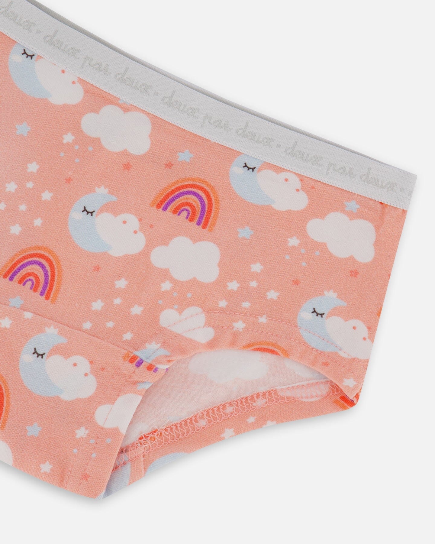 Printed Organic Cotton Boyshort Panty Rainbow On Light Coral-2