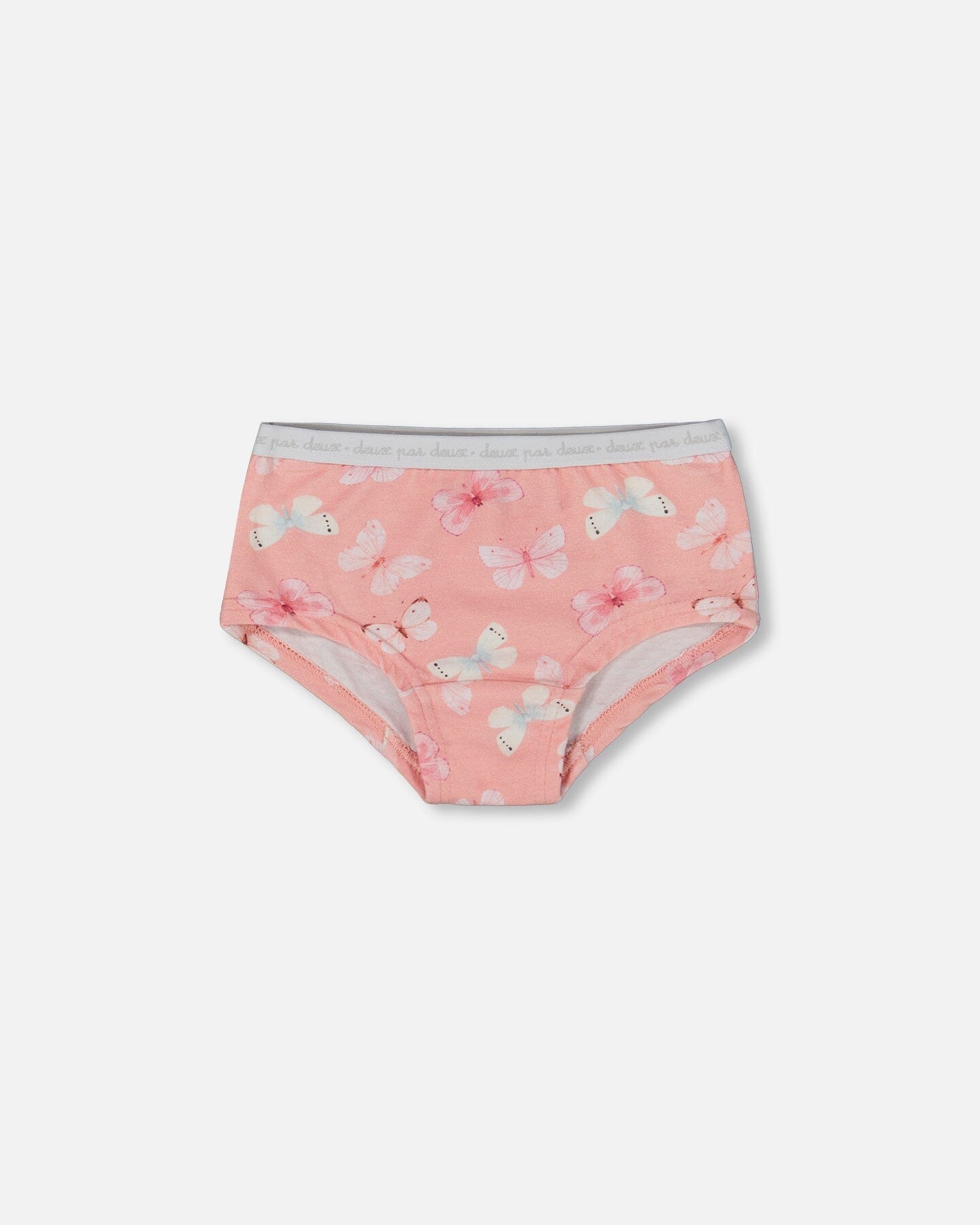 Printed Organic Cotton Boyshort Panty Pink And Blue Butterflies On Old Pink-0