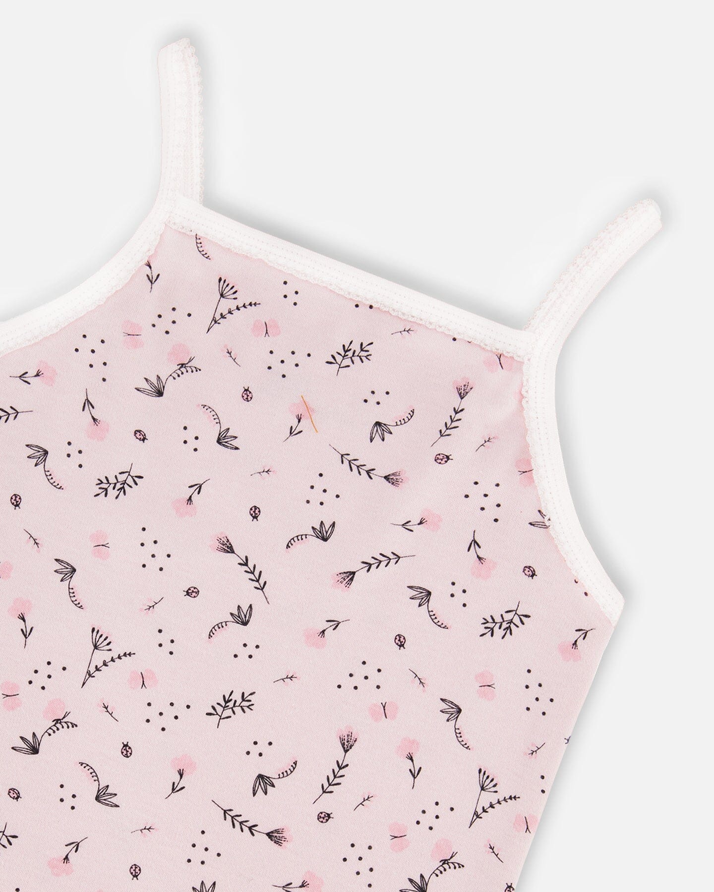 Printed Organic Cotton Tank Top Small Pink Flowers On Pale Pink Background-2