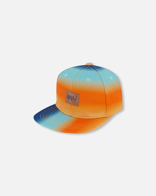 Printed Cap Navy Blue, Turquoise, And Orange-0
