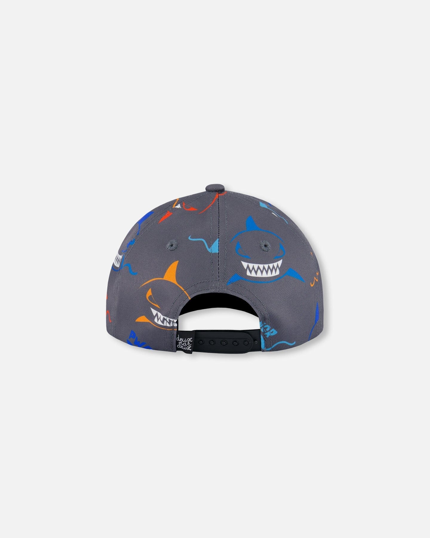Printed Cap Orange, Red, And Blue Sharks On Gray-3
