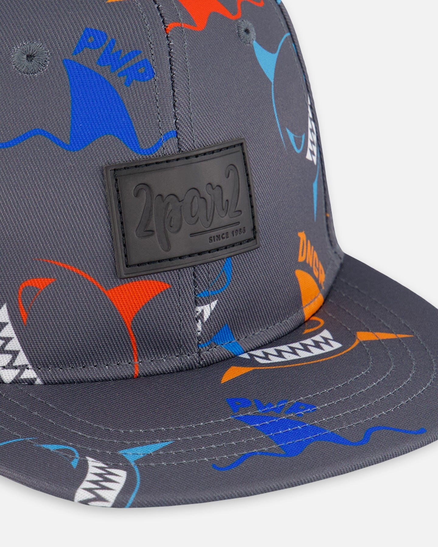 Printed Cap Orange, Red, And Blue Sharks On Gray-4