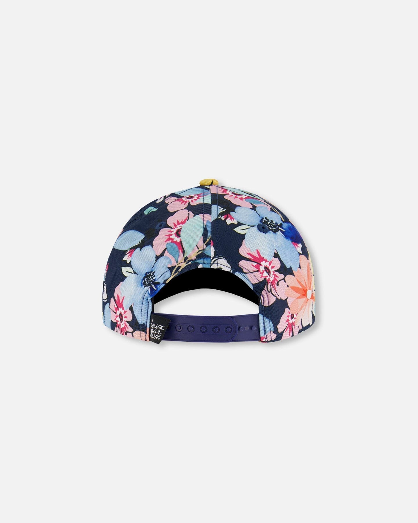 Printed Cap Navy And Yellow And Pink Flowers-4
