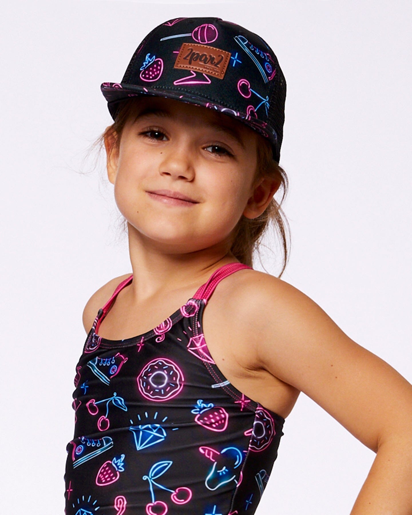 Printed Cap Black And Blue And Pink Items-2