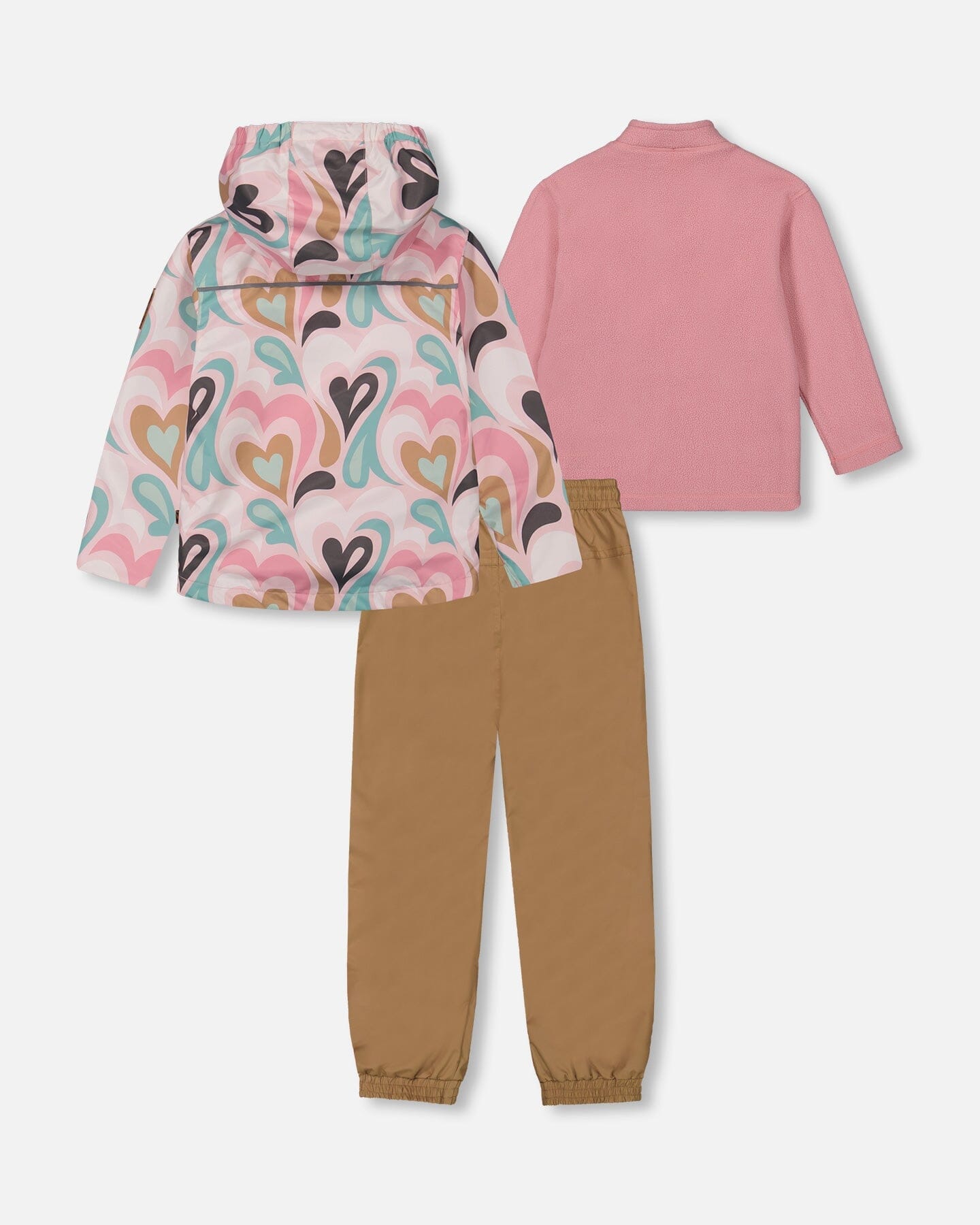 3-In-1 Mid-Season Outerwear Set With Printed Jacket Light Pink And Beige Pant-3