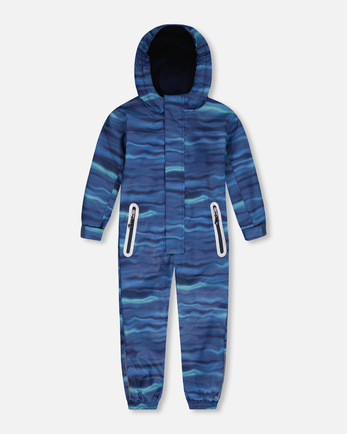 Printed Mid-Season One-Piece Outerwear Blue Wave And Black-0