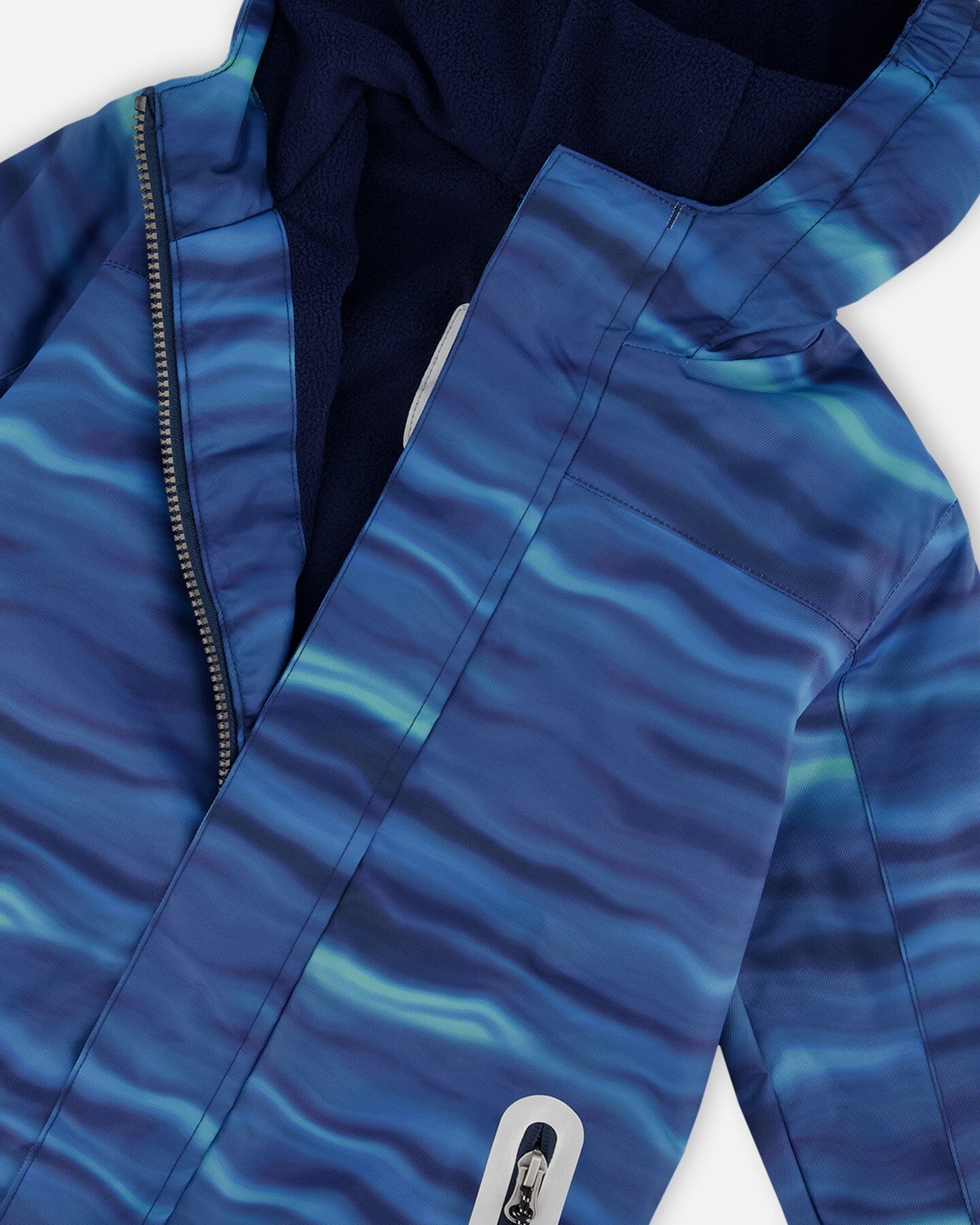 Printed Mid-Season One-Piece Outerwear Blue Wave And Black-2
