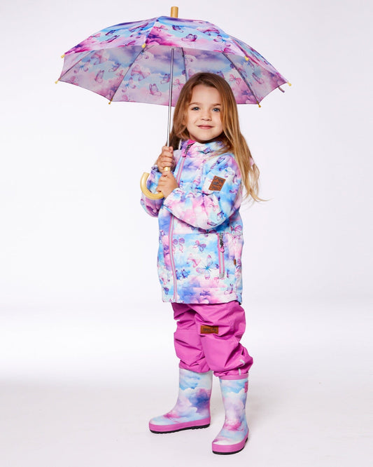 Printed Rain Boots Multicolored And Vibrant Pink Background-1