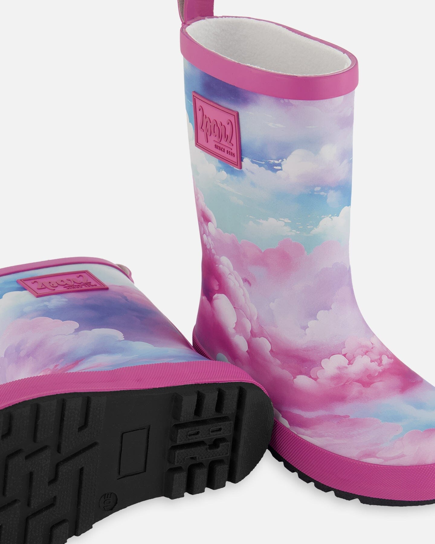 Printed Rain Boots Multicolored And Vibrant Pink Background-2