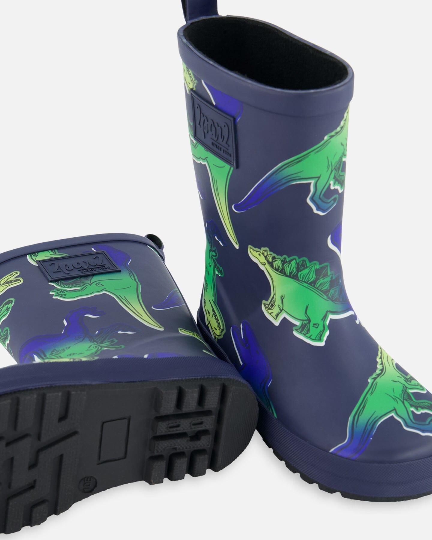 Printed Rain Boots Blue And Green Dino On Navy-2