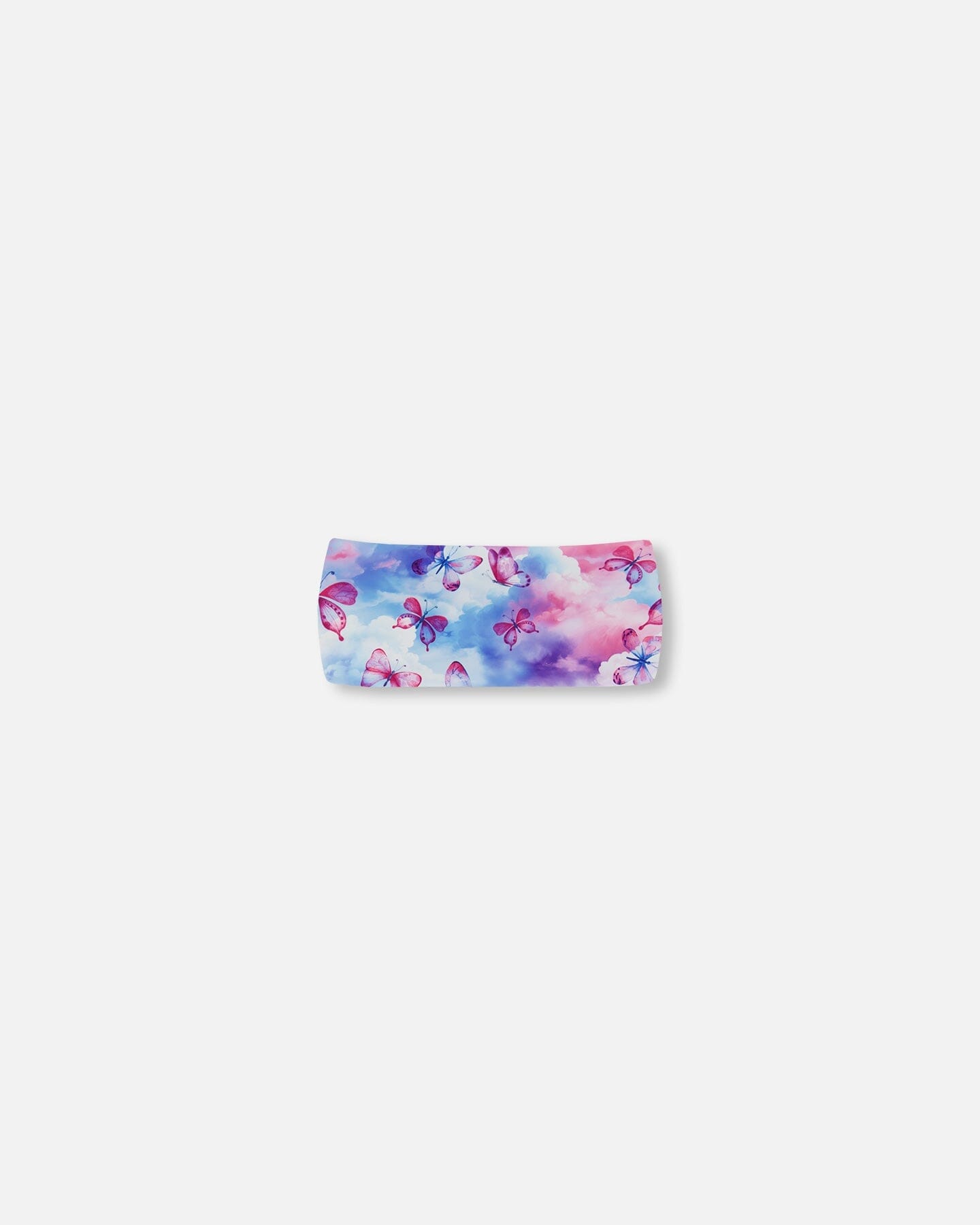 Printed Athletic Headband Pink, Blue And Butterflies-0