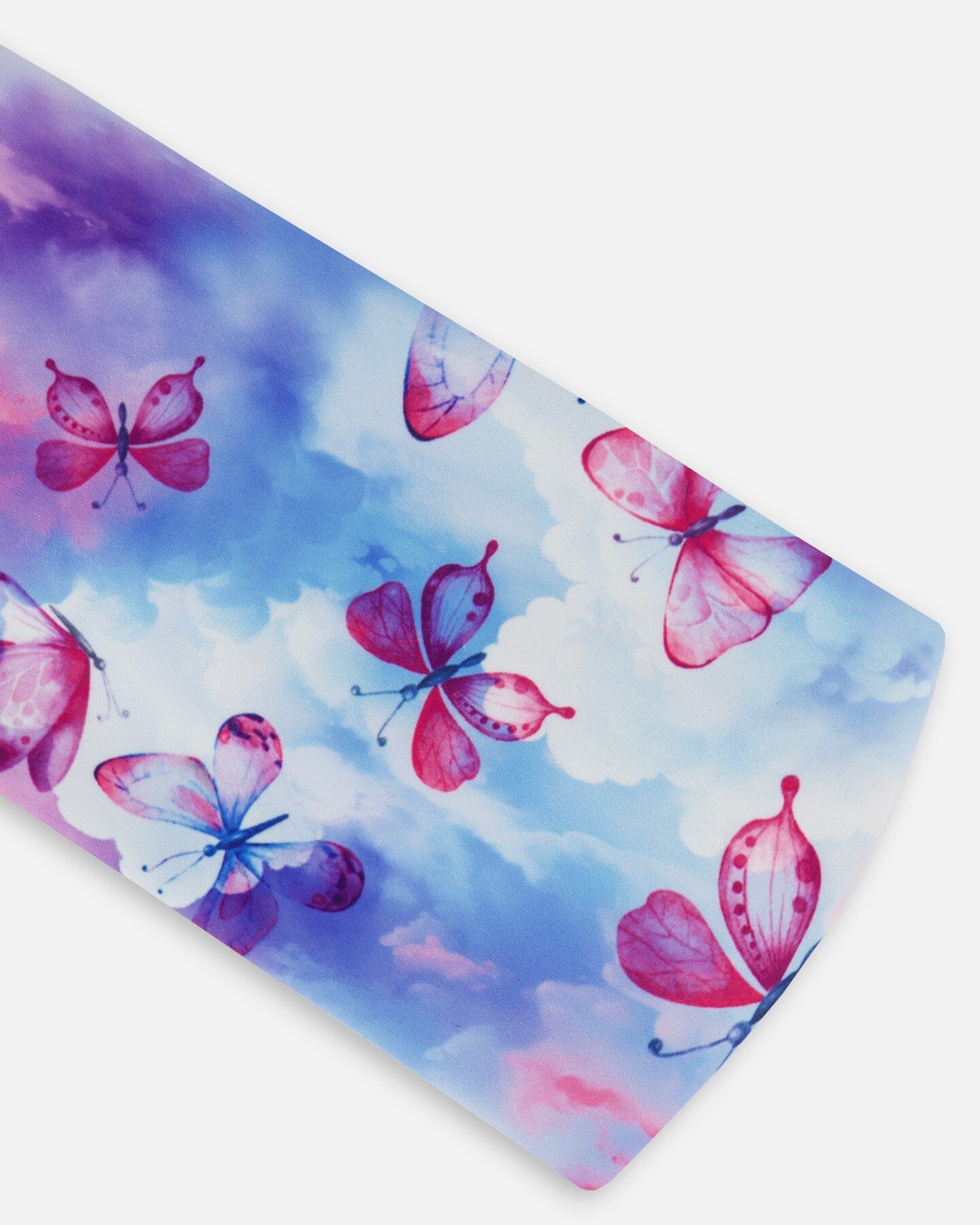 Printed Athletic Headband Pink, Blue And Butterflies-3