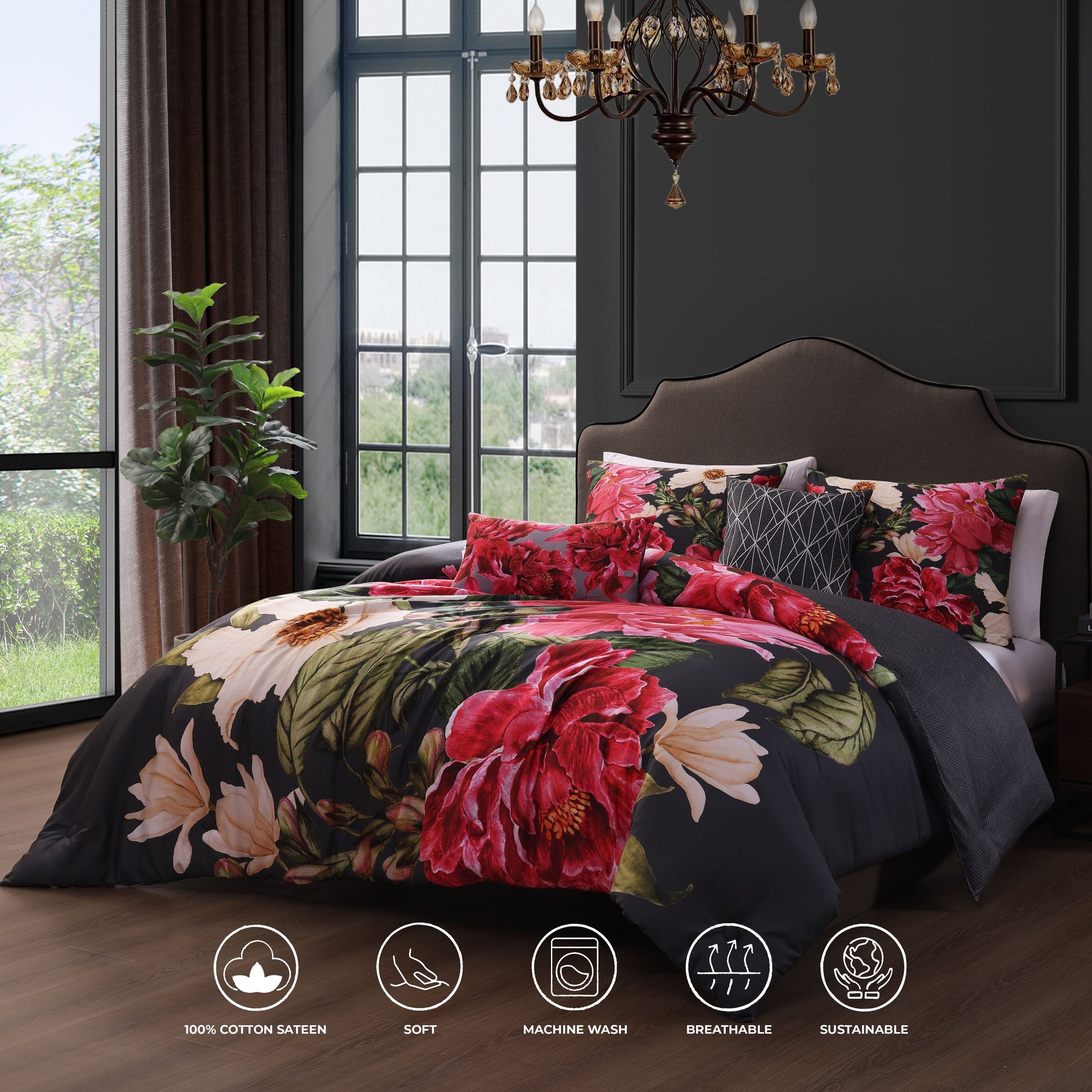 Bebejan Flower Garland 5 Piece Reversible Comforter Set-2