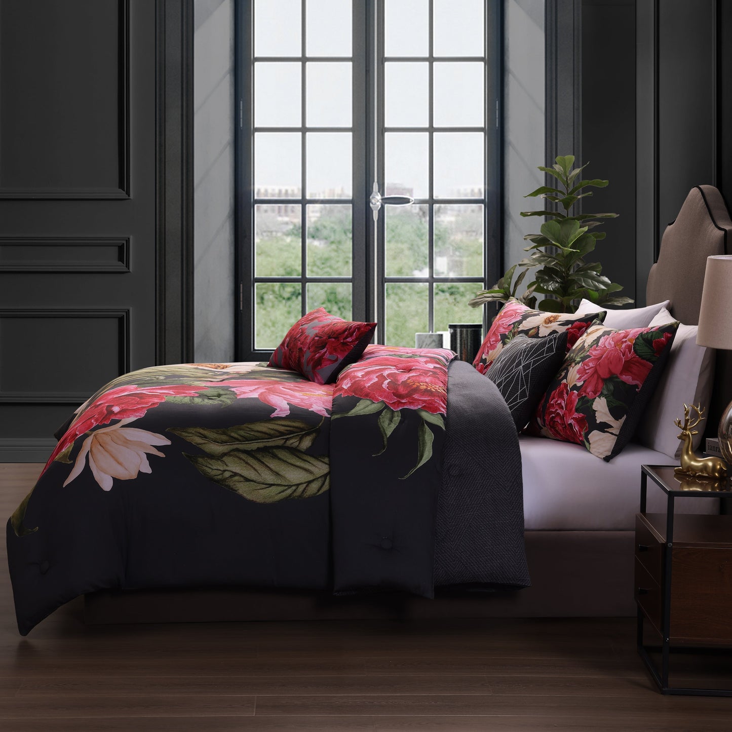 Bebejan Flower Garland 5 Piece Reversible Comforter Set-1