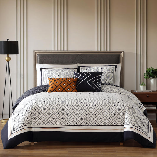 Bebejan Geometric Black & White 5 Piece Reversible Comforter Set-0
