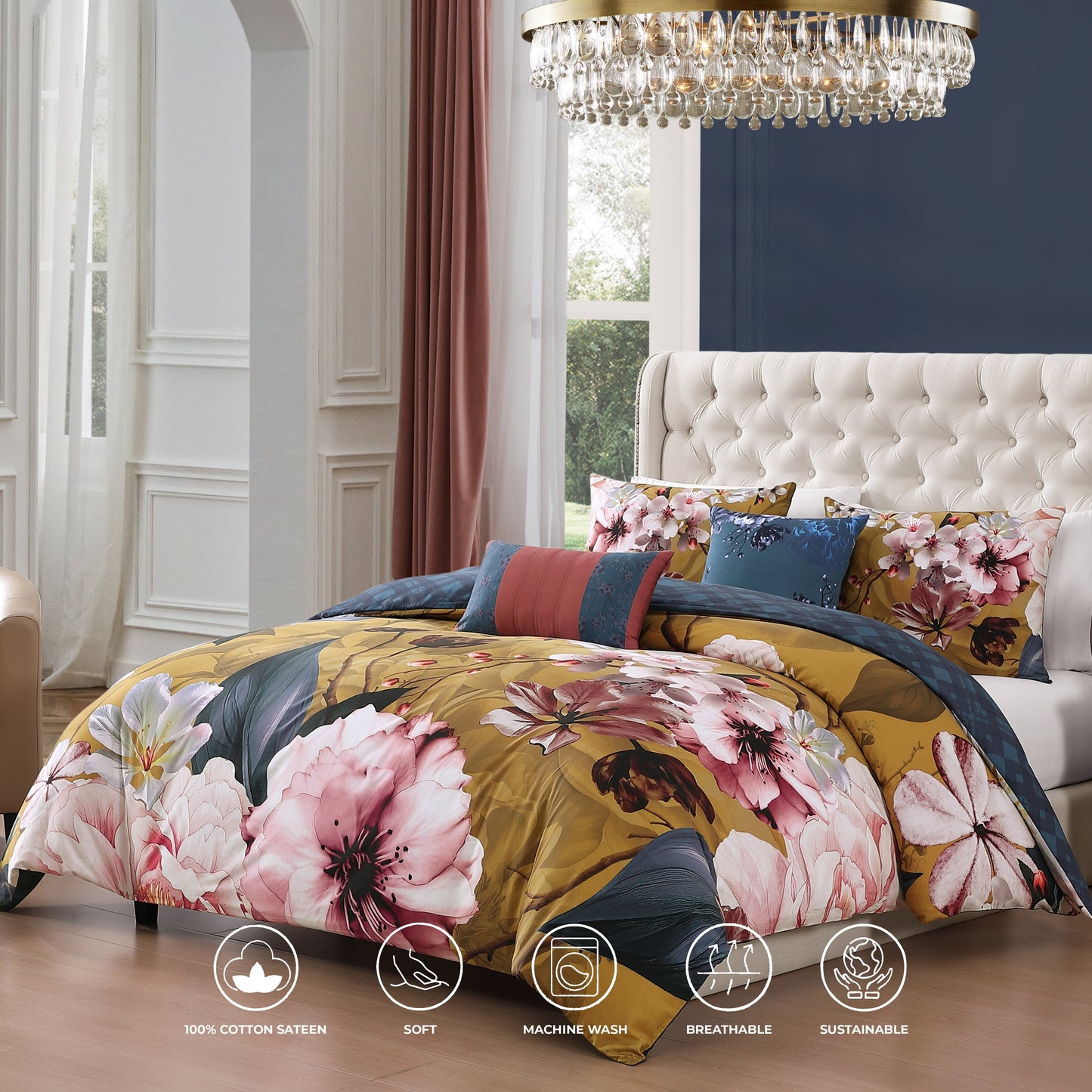 Bebejan Golden Bounty 5 Piece Reversible Comforter Set-2