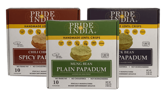 Assorted Papadum Lentil Crisps - Plain, Salty & Spicy-0