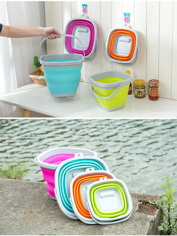 Silicone Bucket Fishing Folding Square Bucket 5L/10L