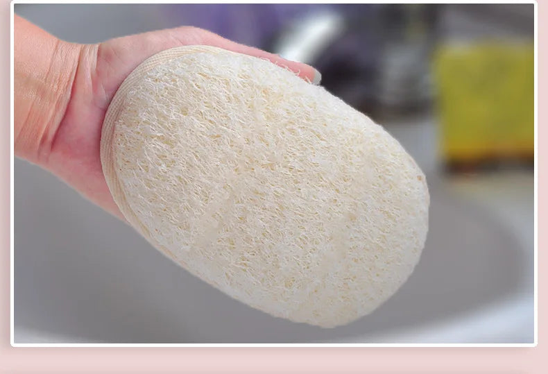 Natural Loofah Body Bath Brush - Reusable Exfoliating Scrubber with Soft Bristles Loofah Sponge for Face And Body Cleaning