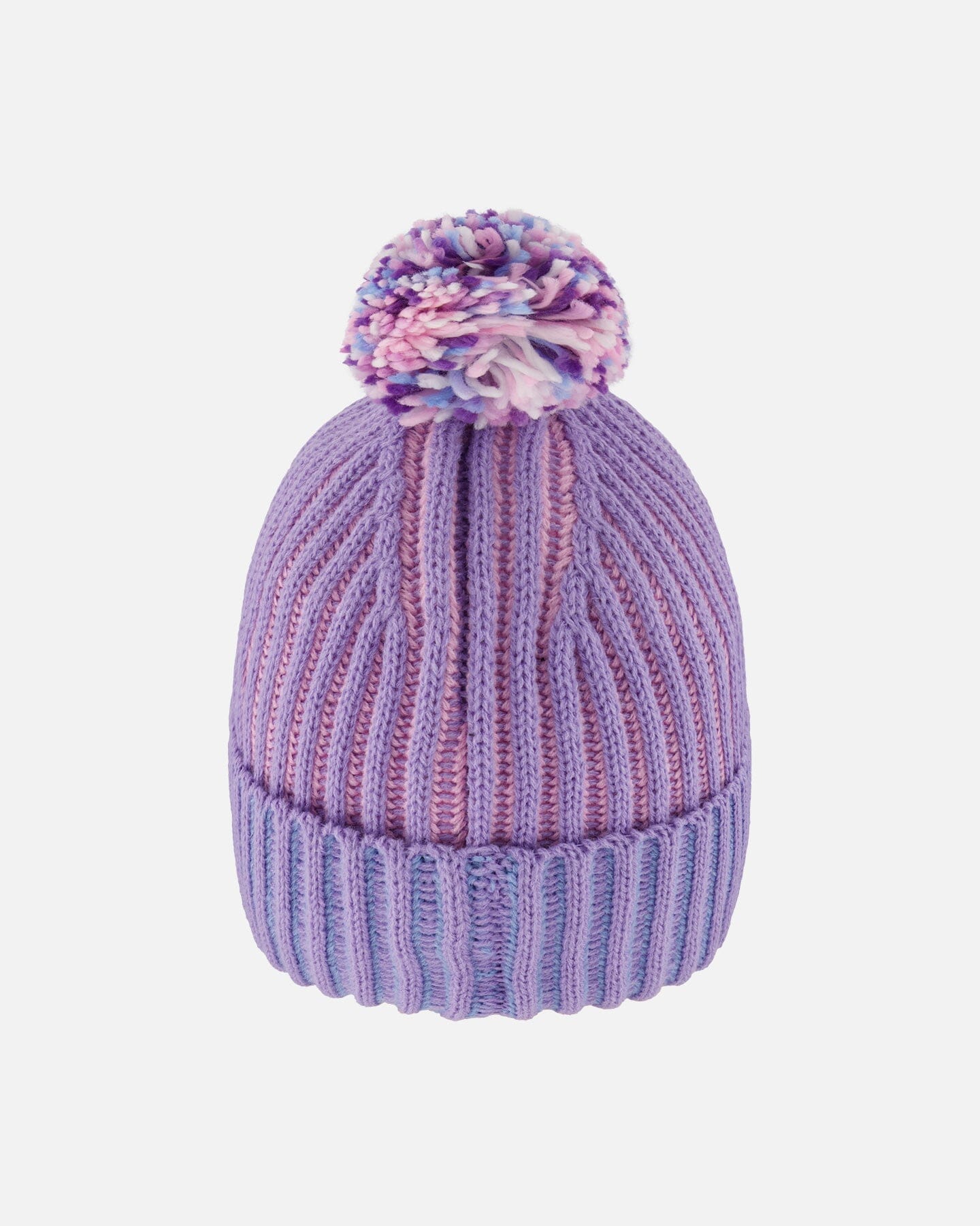 Lined Knit Pompom Hat Blue, Purple And Pink-2