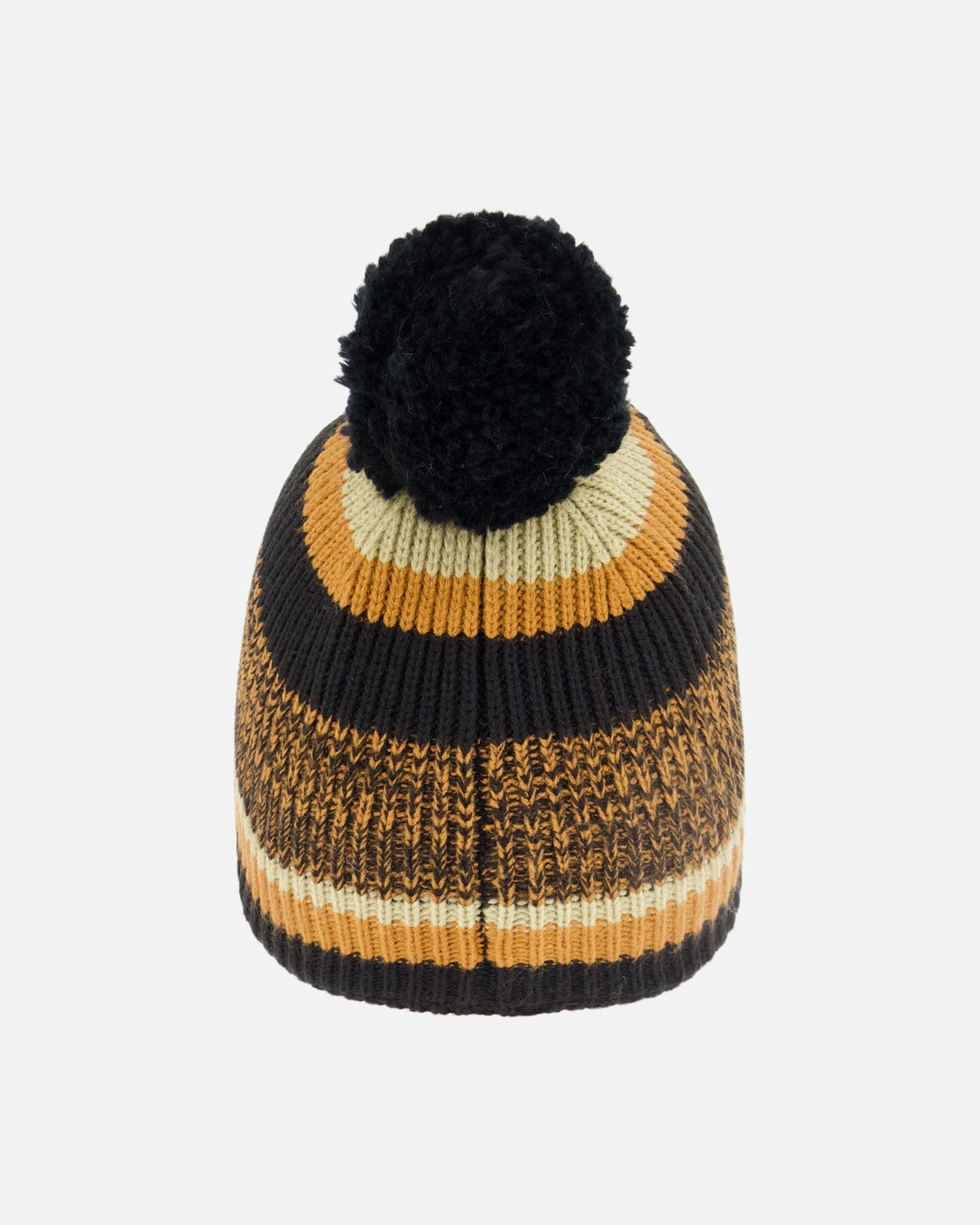 Lined Knit Pompom Hat Black And Brown-2
