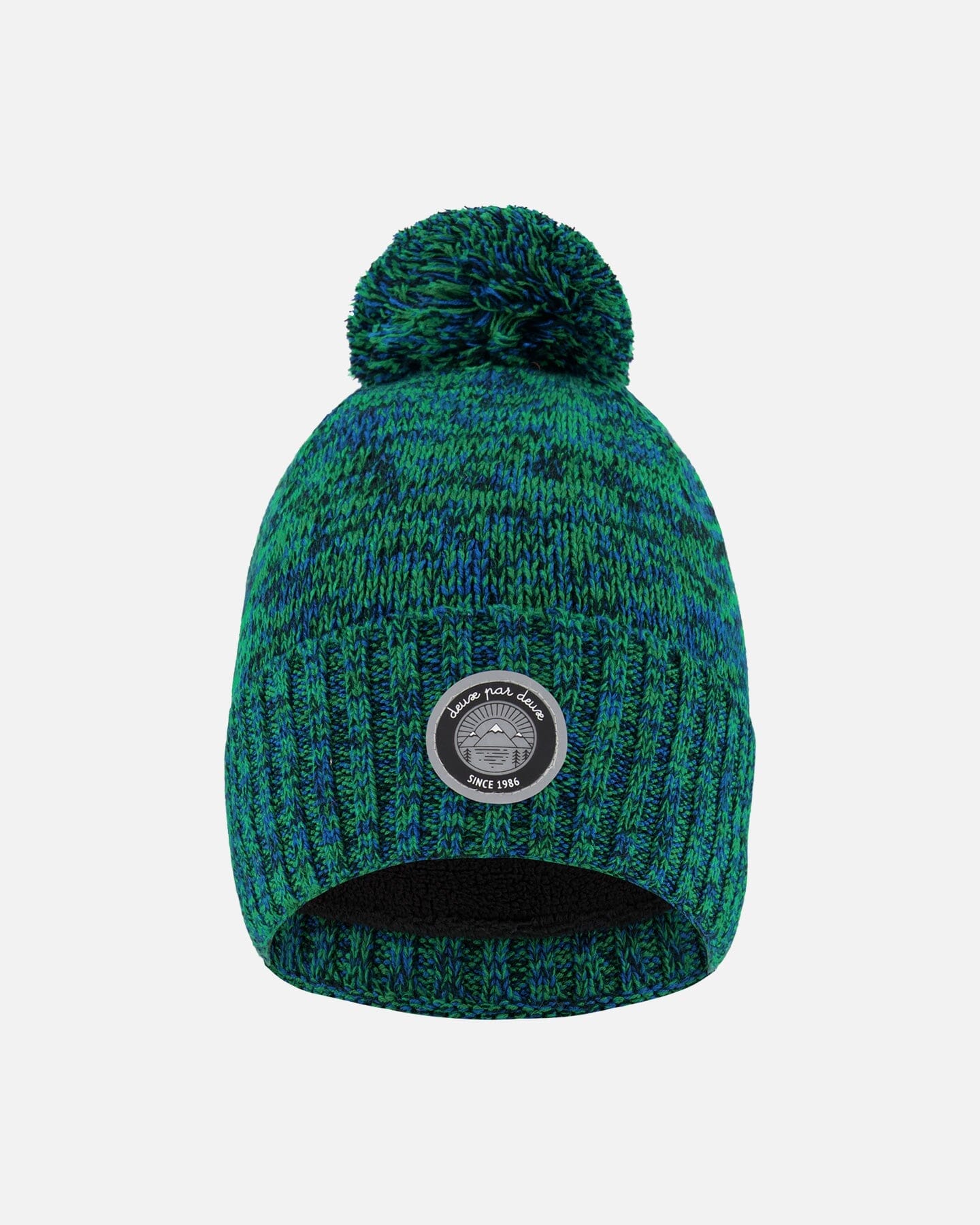 Lined Knit Pompom Hat Green And Blue-0