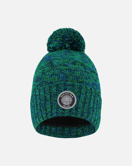 Lined Knit Pompom Hat Green And Blue-0