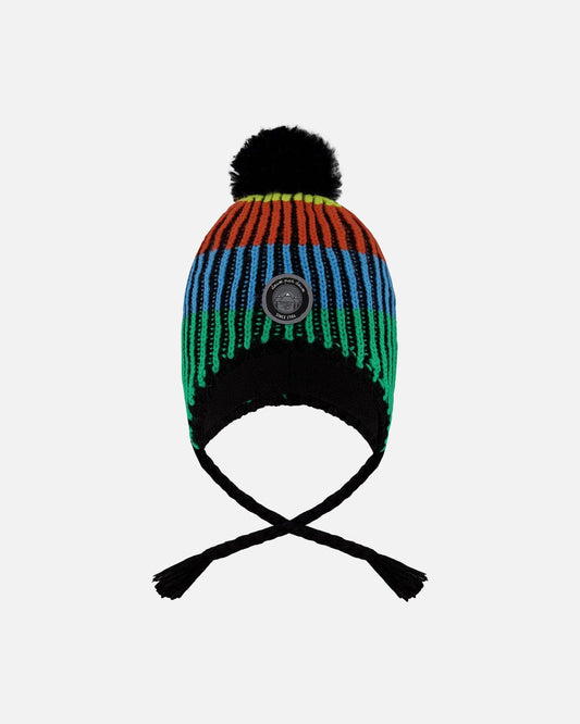 Lined Peruvian Knit Winter Hat With Pompom Multicolor-0