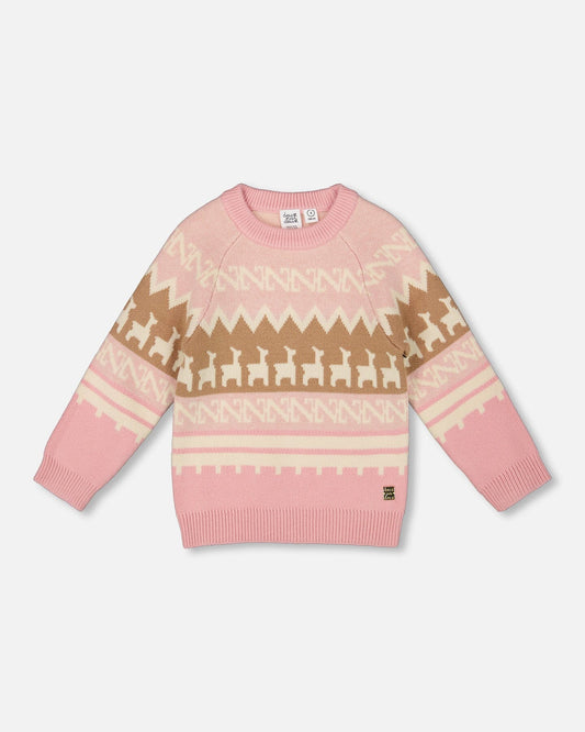 Llama Jacquard Sweater Dusty Pink-0