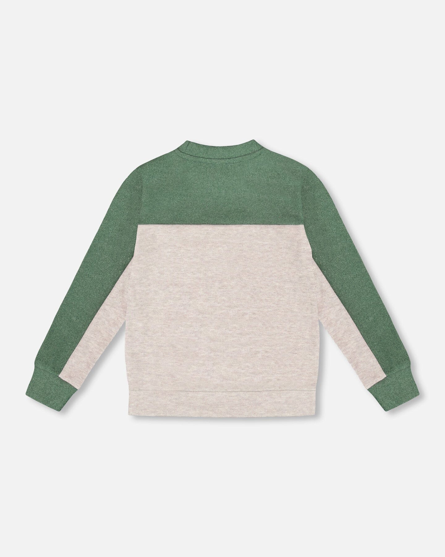 Long Sleeve Super Soft Brushed Jersey Top Color Block Heather Beige-2