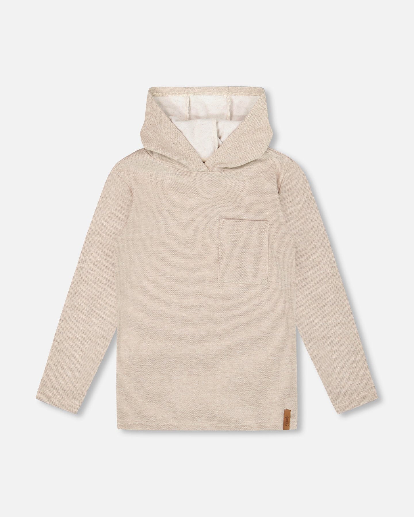 Long Sleeve Super Soft Brushed Jersey Hooded Tee Heather Beige-0