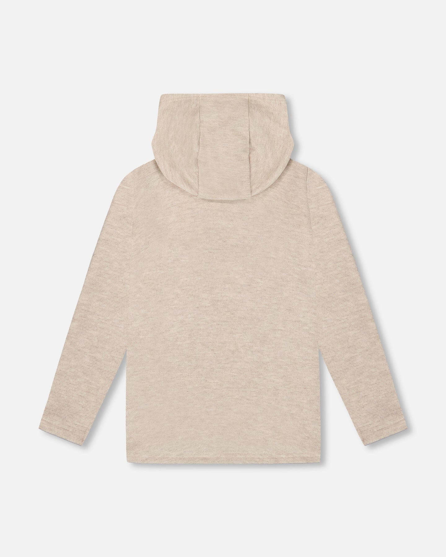 Long Sleeve Super Soft Brushed Jersey Hooded Tee Heather Beige-3