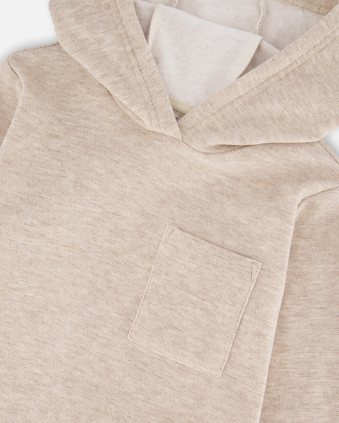 Long Sleeve Super Soft Brushed Jersey Hooded Tee Heather Beige-4
