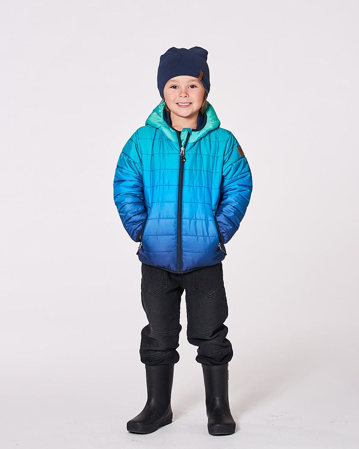 Quilted Mid-Season Jacket Green And Blue Gradient-2