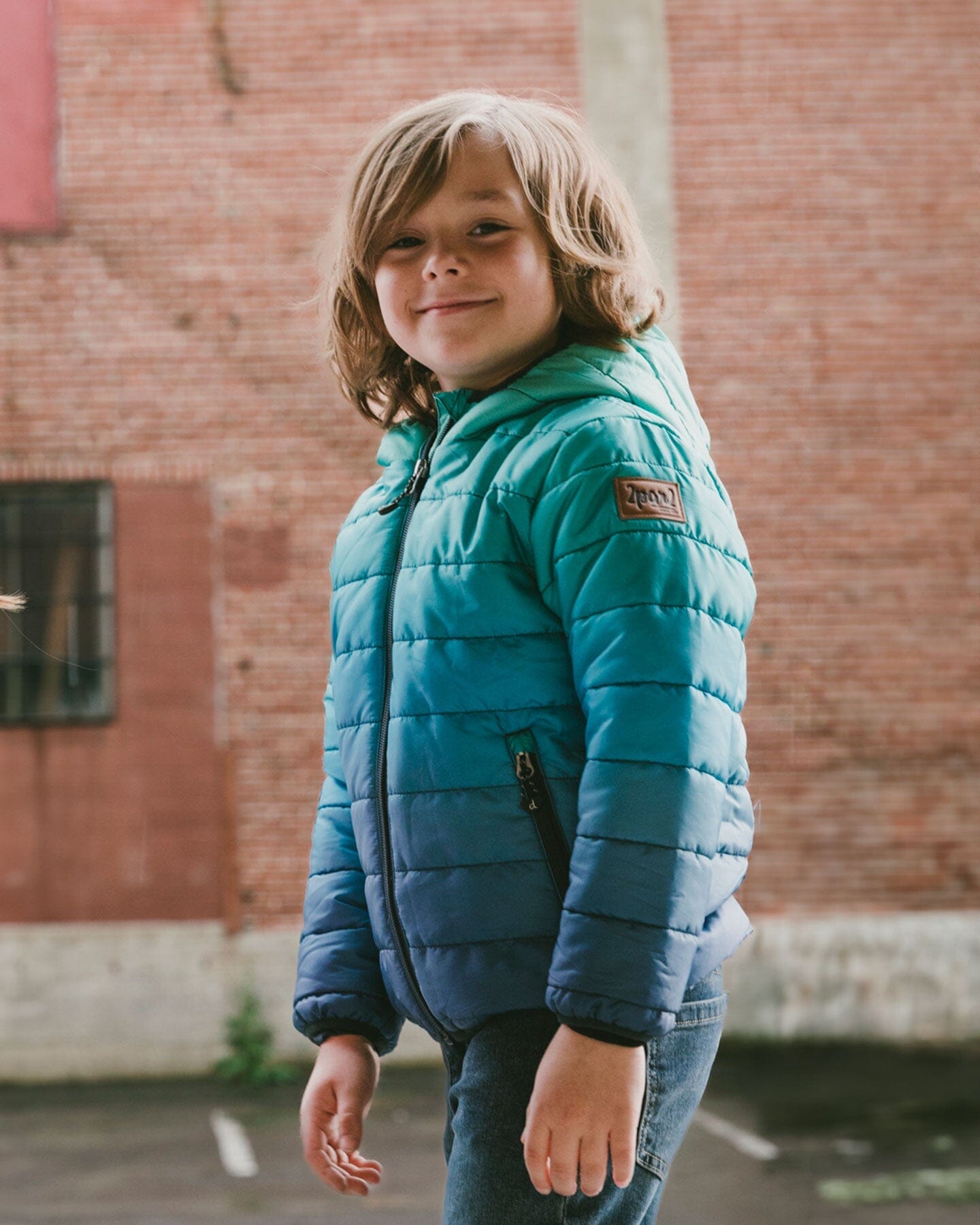Quilted Mid-Season Jacket Green And Blue Gradient-1