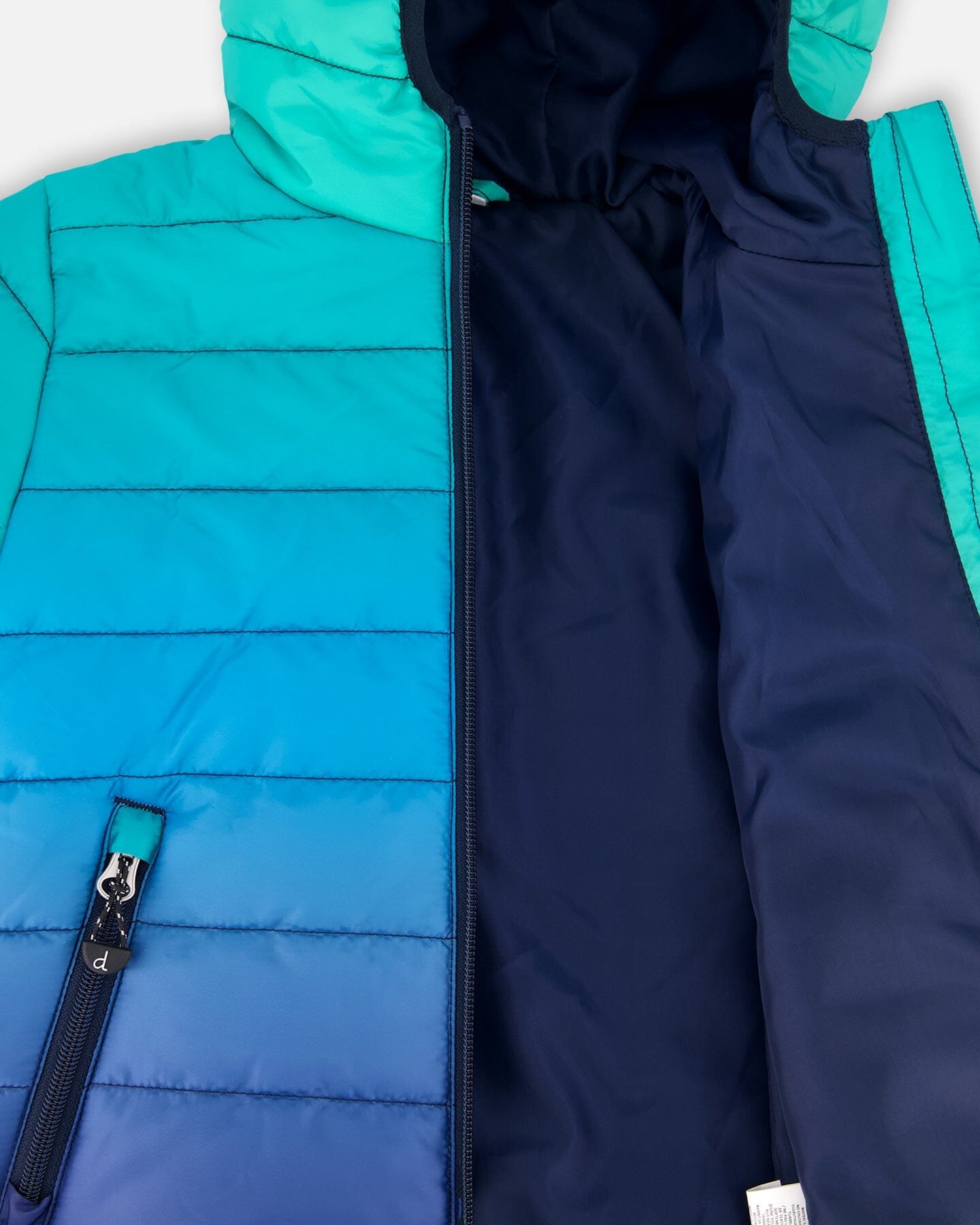 Quilted Mid-Season Jacket Green And Blue Gradient-3
