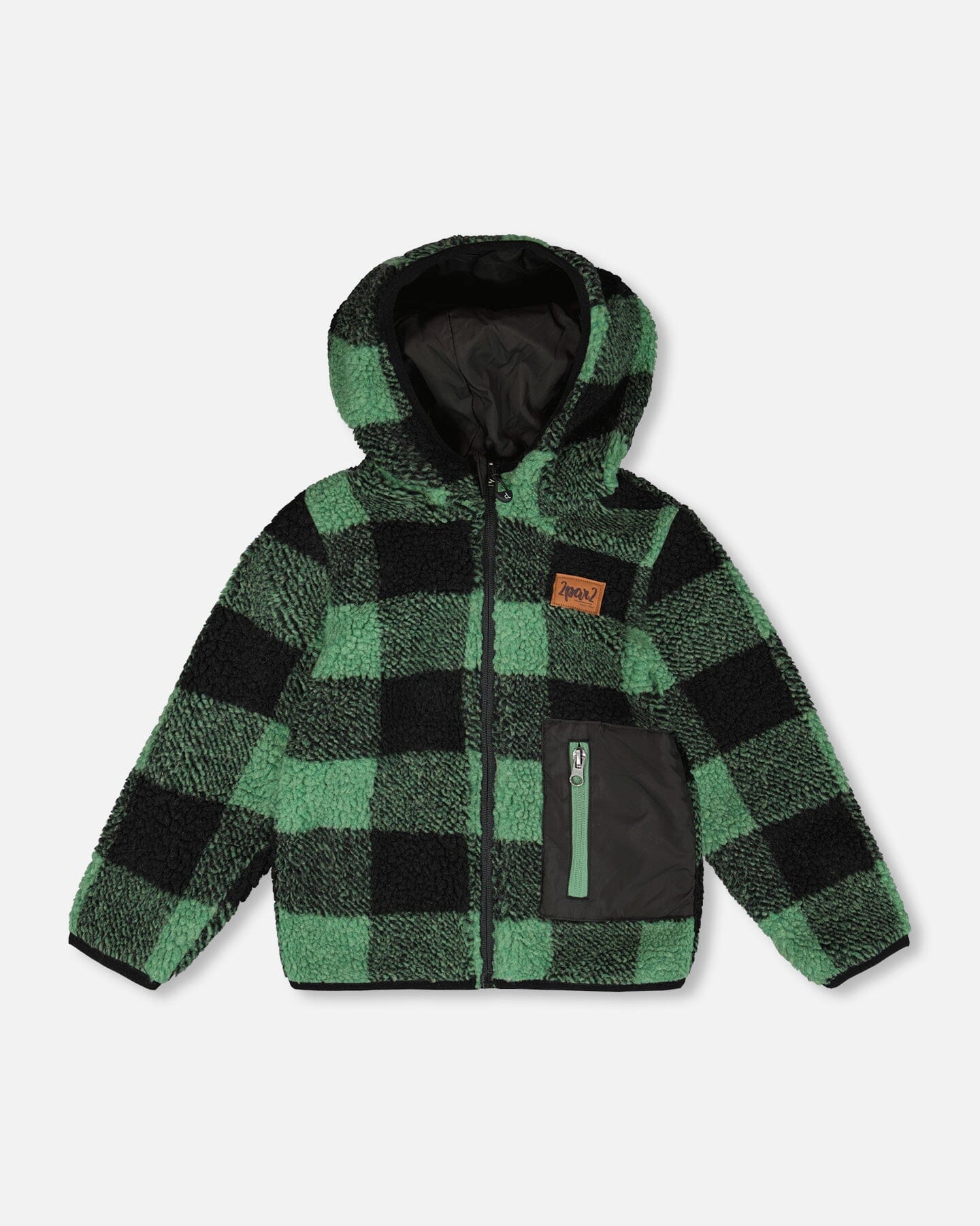 Reversible Mid-Season Sherpa Jacket Teal Plaid-0