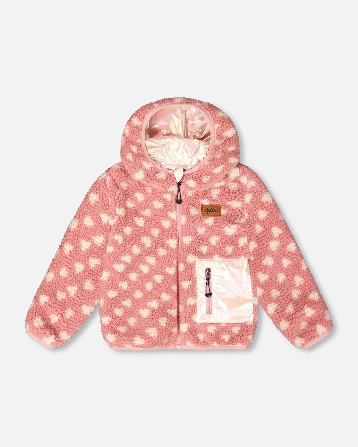 Reversible Mid-Season Sherpa Jacket Pink Heart-0