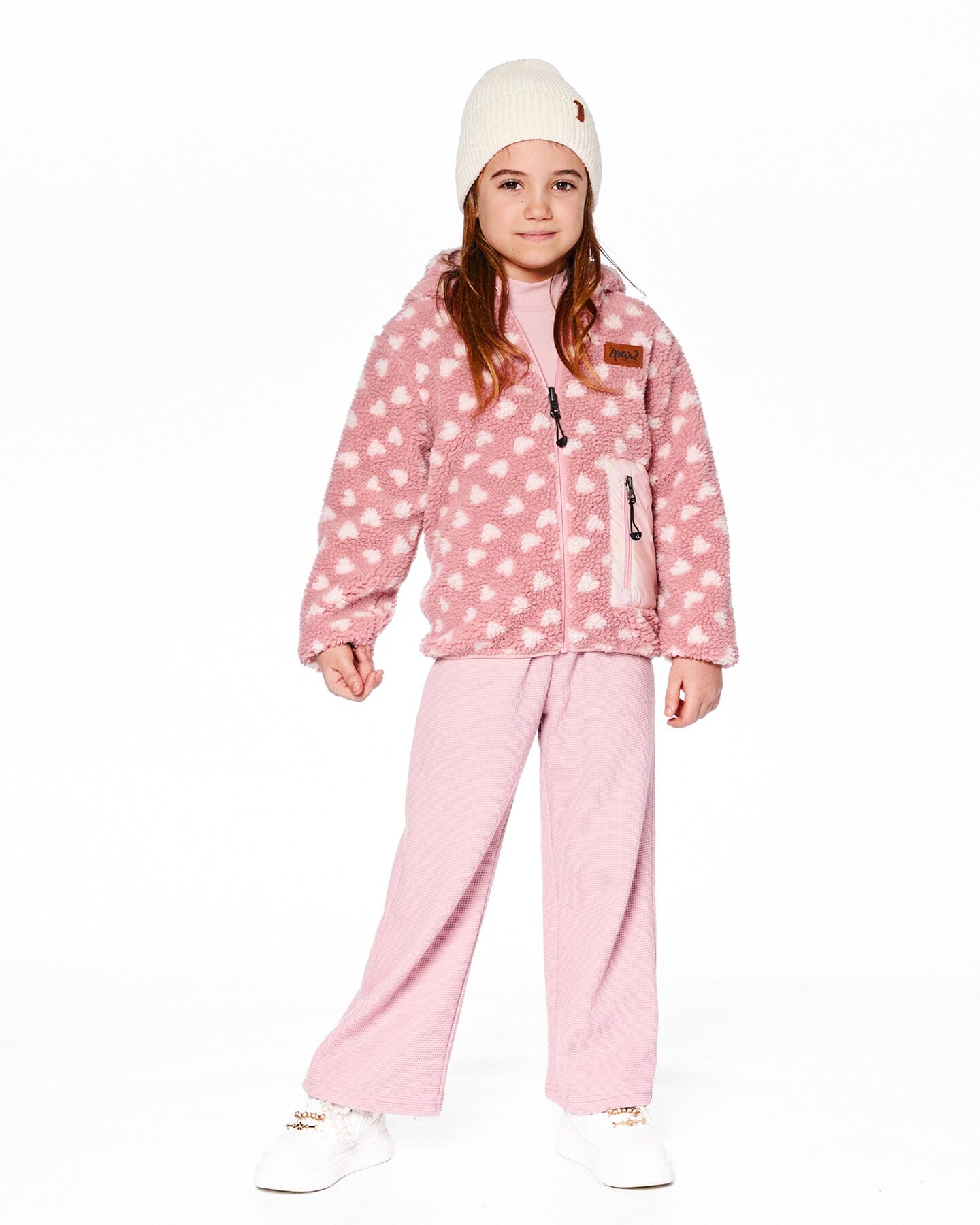 Reversible Mid-Season Sherpa Jacket Pink Heart-3