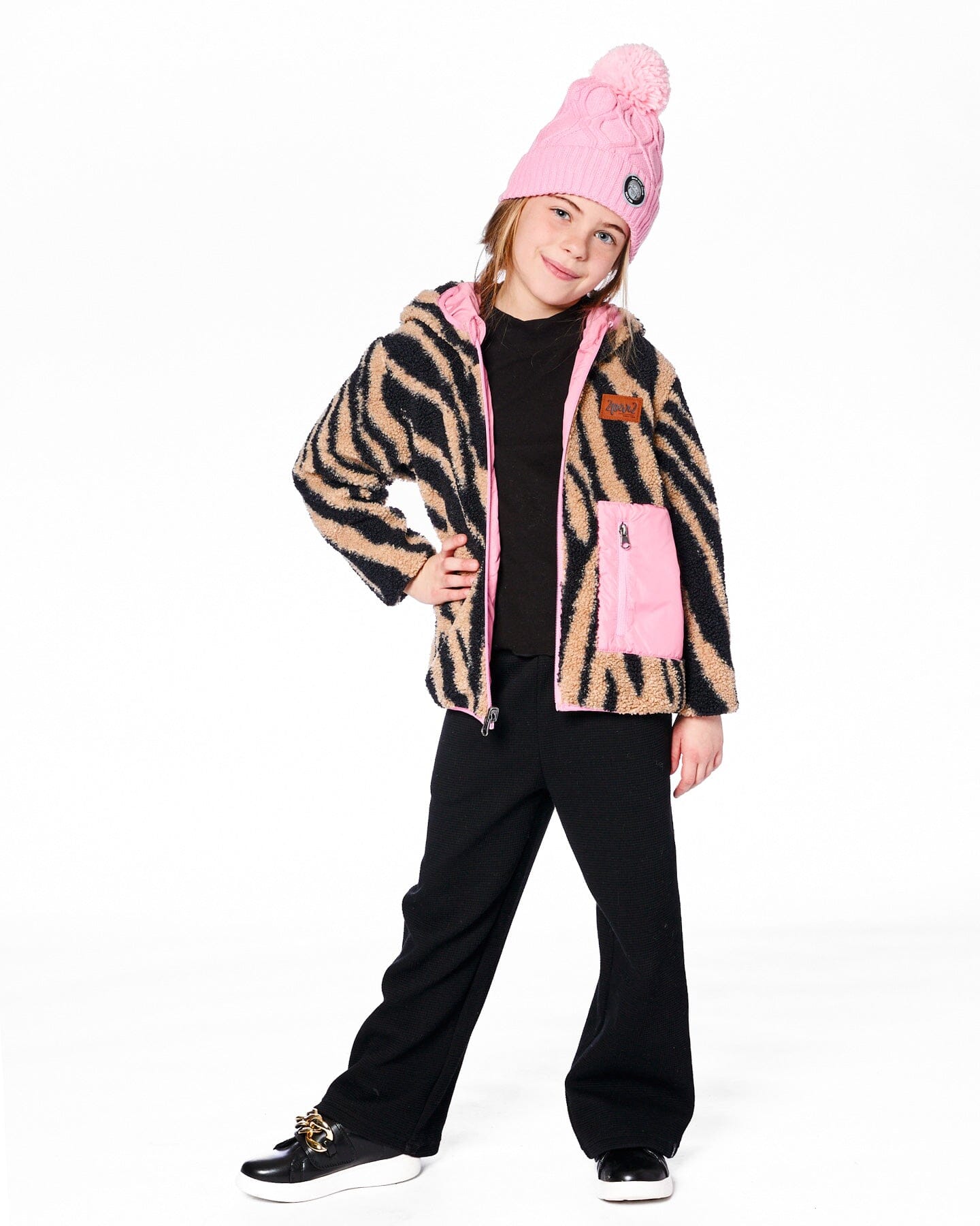 Reversible Mid-Season Sherpa Jacket Zebra-1