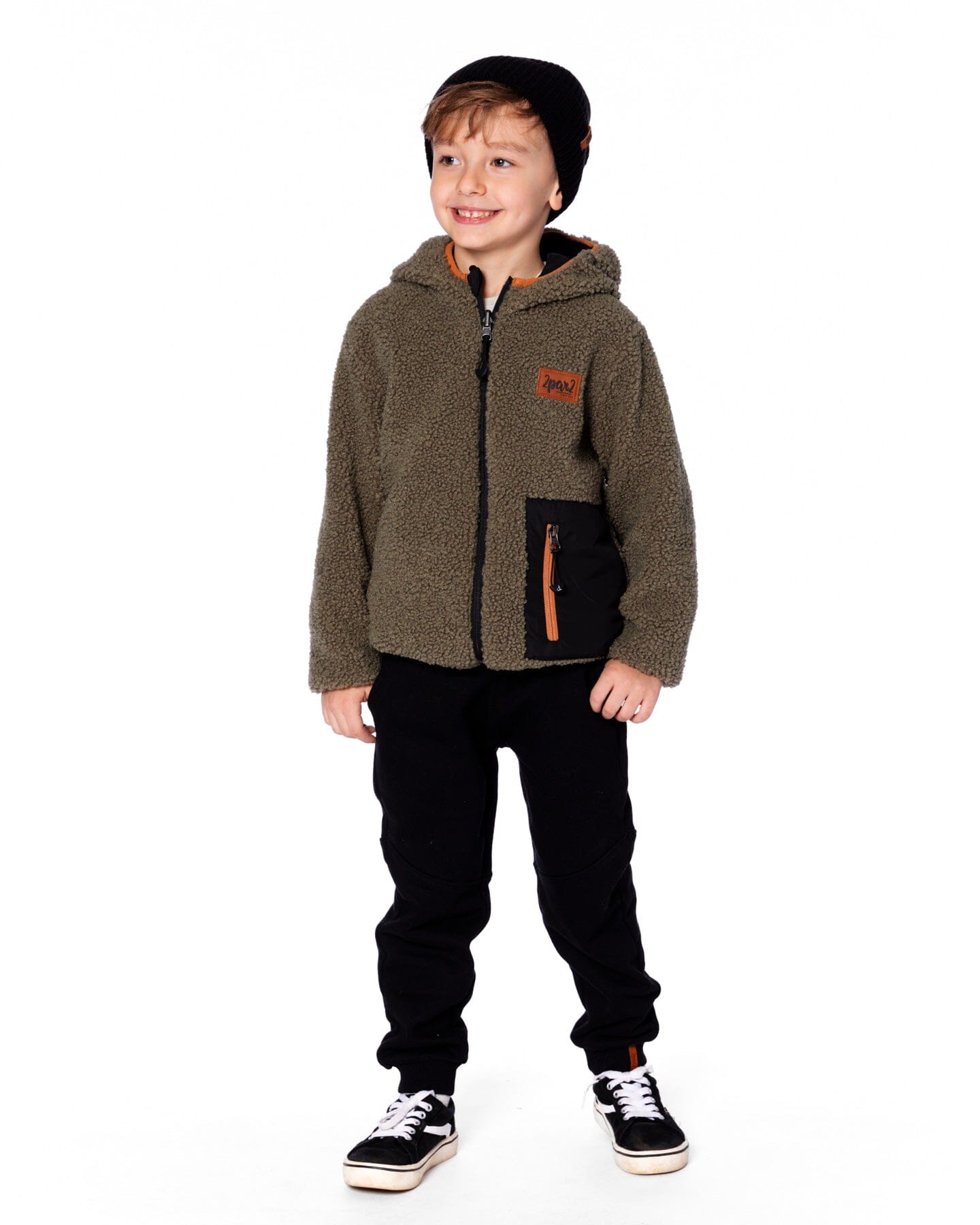 Reversible Mid-Season Sherpa Jacket Khaki-1