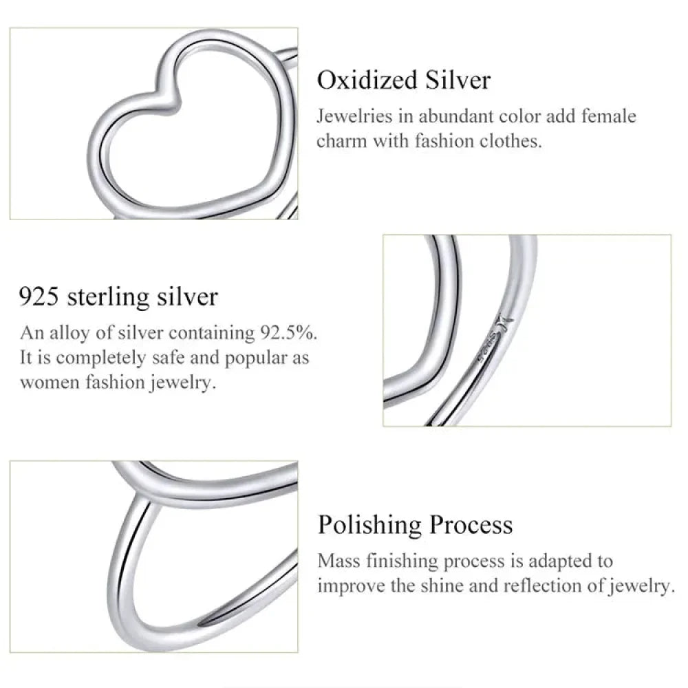 Exquisite 925 Sterling Silver Heart Rings For Women - Romantic Statement Jewelry