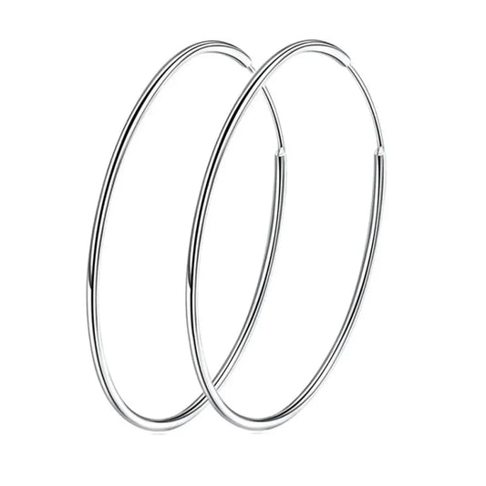Stylish 925 Sterling Silver Large Hoop Earrings for Women - Trendy Circle Endless Huggie Big Hoops (30/40mm)