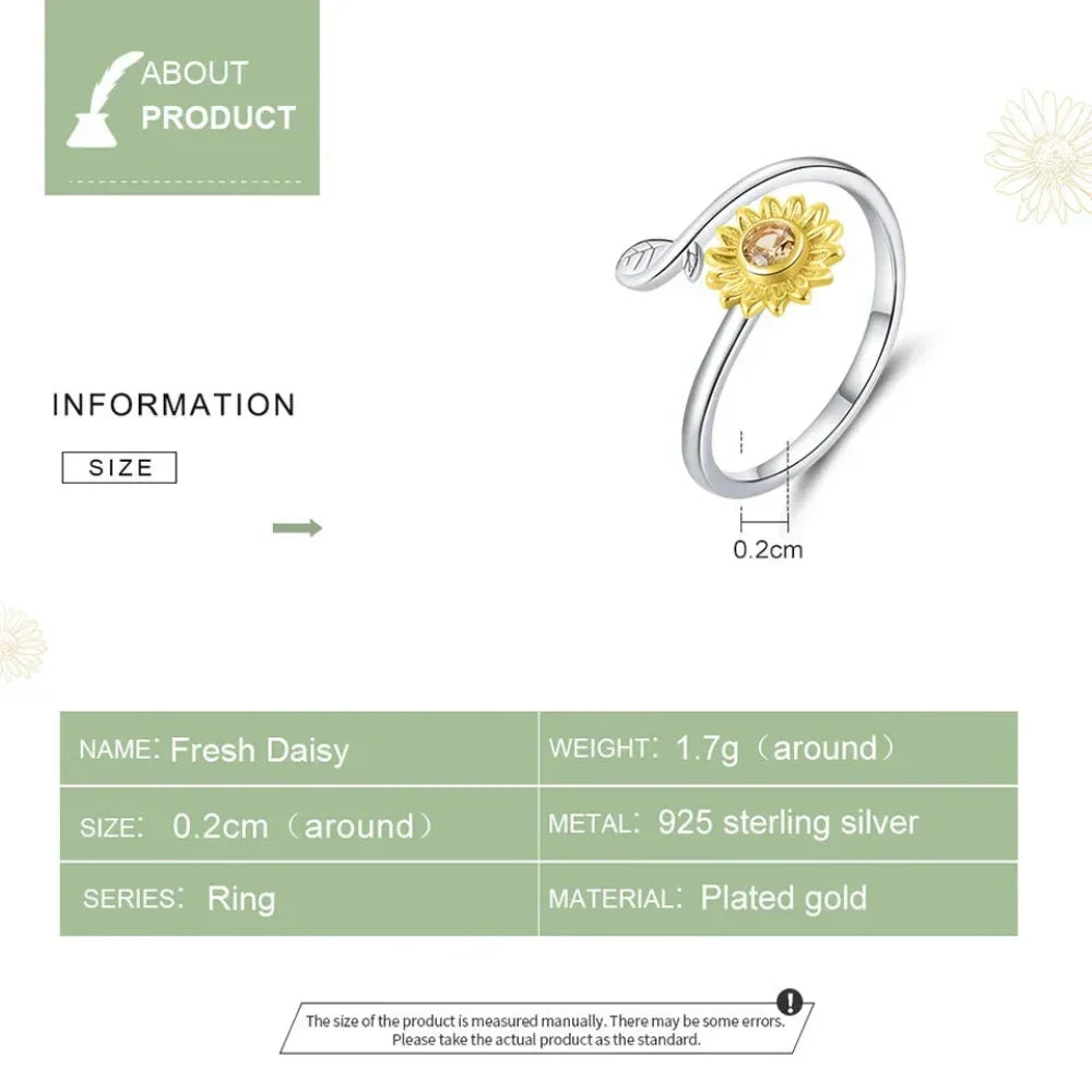 Golden Sunflower Open Ring - A Touch Of Sunshine For Your Hand