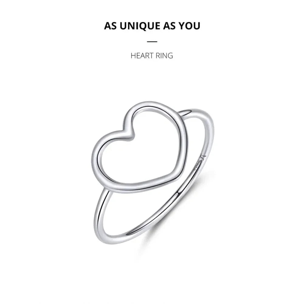 Exquisite 925 Sterling Silver Heart Rings For Women - Romantic Statement Jewelry