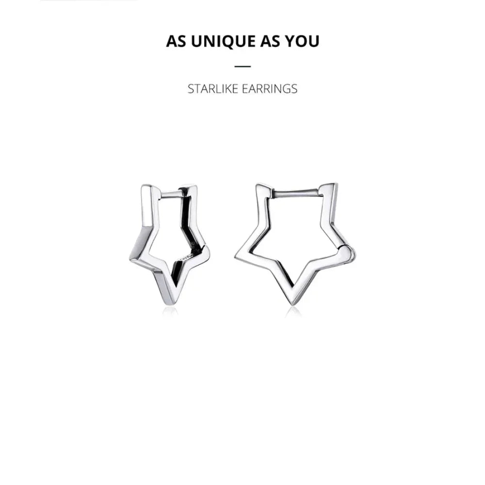 925 Sterling Silver Starlike Earrings - Minimalist Star Shape Ear Buckle for Women - Fashion jewelry SCE1136